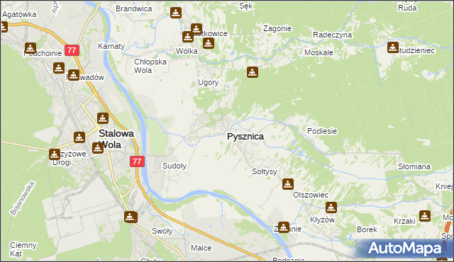 mapa Pysznica, Pysznica na mapie Targeo