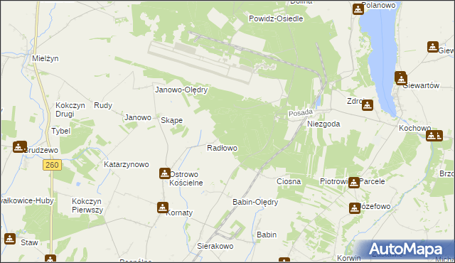 mapa Radłowo Leśne, Radłowo Leśne na mapie Targeo