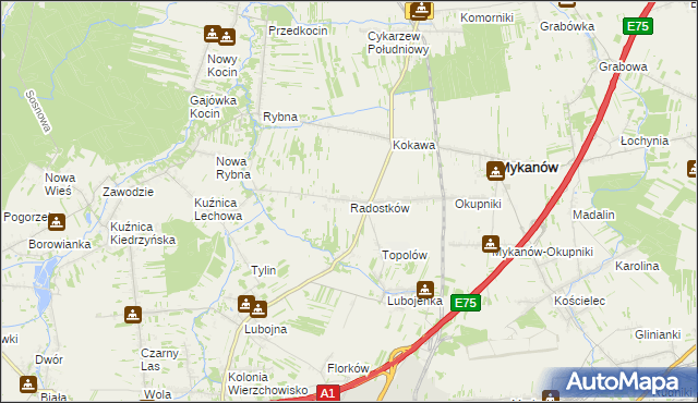 mapa Radostków, Radostków na mapie Targeo