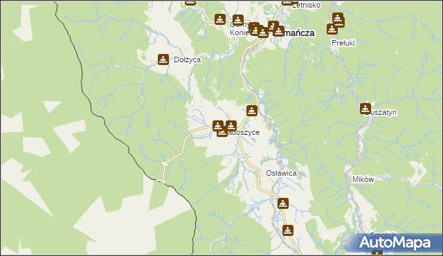 mapa Radoszyce gmina Komańcza, Radoszyce gmina Komańcza na mapie Targeo