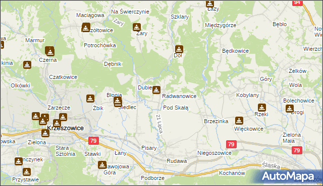 mapa Radwanowice, Radwanowice na mapie Targeo