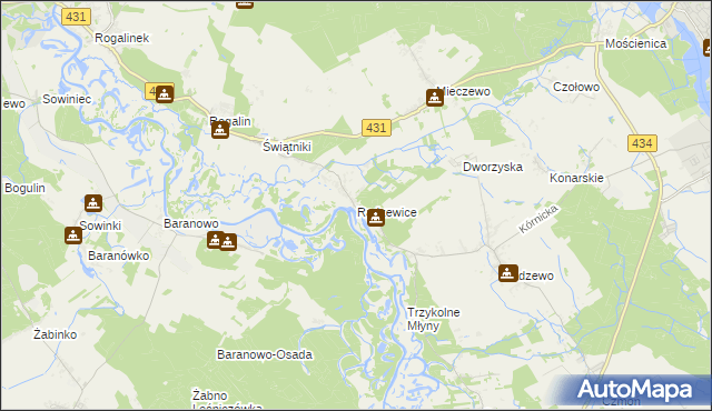 mapa Radzewice, Radzewice na mapie Targeo