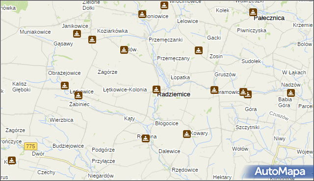 mapa Radziemice, Radziemice na mapie Targeo