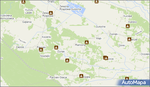 mapa Ramiona, Ramiona na mapie Targeo