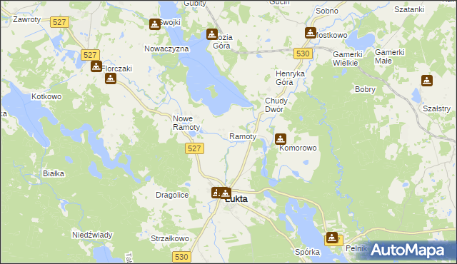 mapa Ramoty gmina Łukta, Ramoty gmina Łukta na mapie Targeo