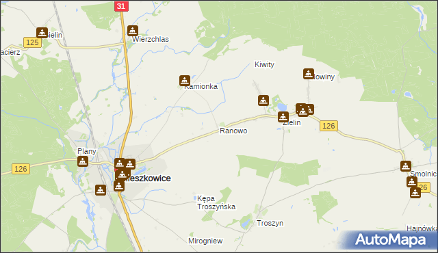 mapa Ranowo, Ranowo na mapie Targeo