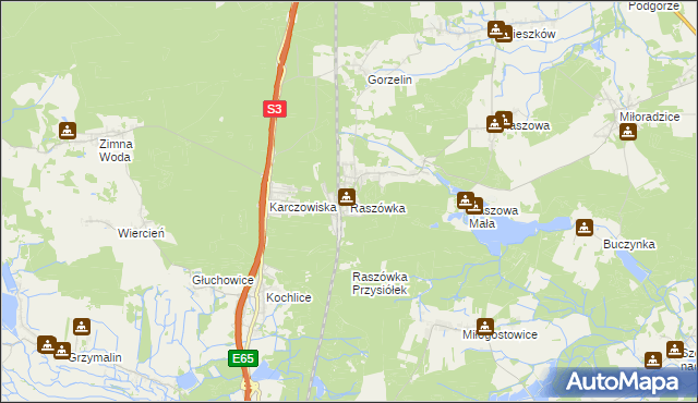 mapa Raszówka, Raszówka na mapie Targeo