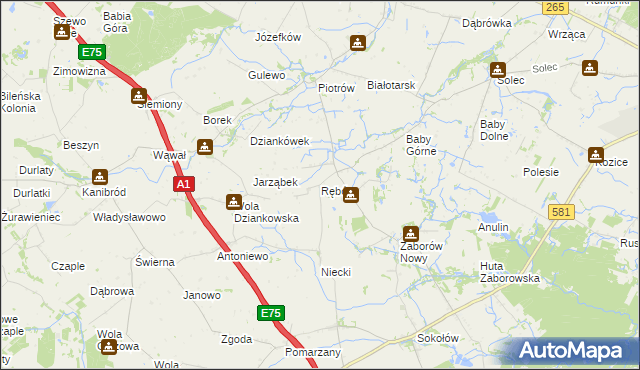 mapa Rębów gmina Gostynin, Rębów gmina Gostynin na mapie Targeo