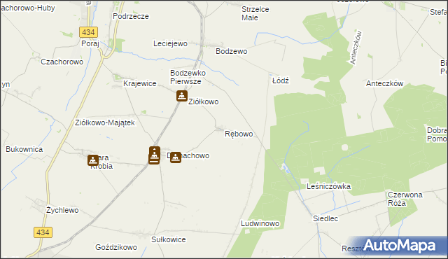 mapa Rębowo gmina Piaski, Rębowo gmina Piaski na mapie Targeo
