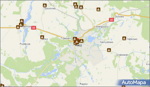 mapa Recz powiat choszczeński, Recz powiat choszczeński na mapie Targeo