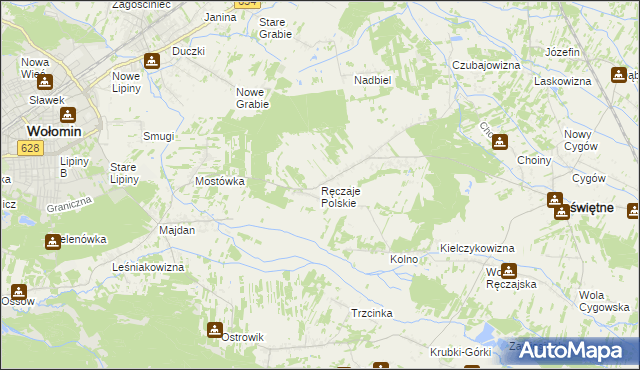 mapa Ręczaje Polskie, Ręczaje Polskie na mapie Targeo