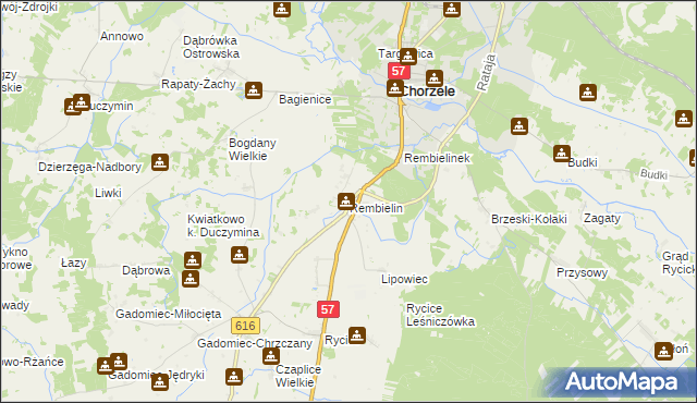 mapa Rembielin gmina Chorzele, Rembielin gmina Chorzele na mapie Targeo