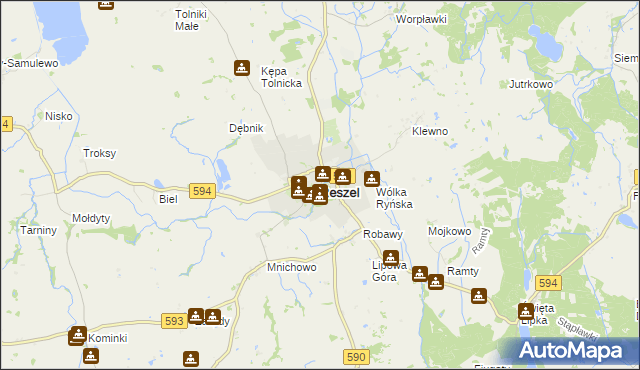 mapa Reszel, Reszel na mapie Targeo