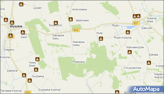 mapa Rezerwa, Rezerwa na mapie Targeo