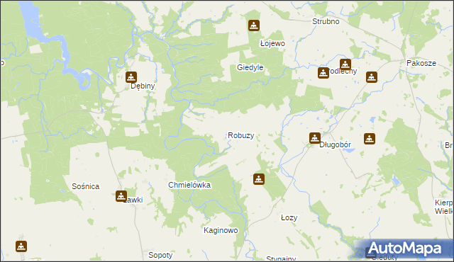 mapa Robuzy, Robuzy na mapie Targeo