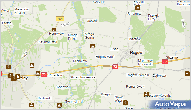 mapa Rogów-Wieś, Rogów-Wieś na mapie Targeo