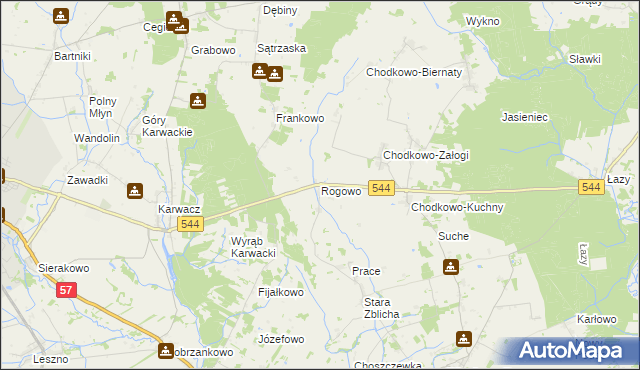mapa Rogowo gmina Płoniawy-Bramura, Rogowo gmina Płoniawy-Bramura na mapie Targeo