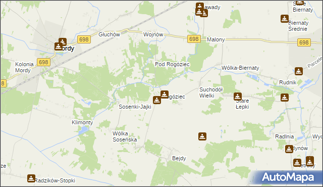 mapa Rogóziec, Rogóziec na mapie Targeo