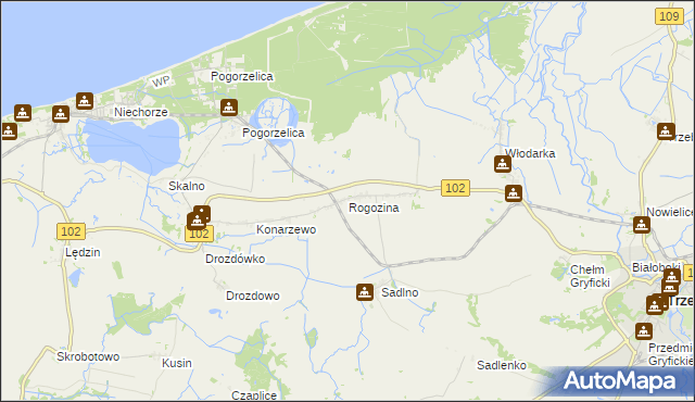 mapa Rogozina, Rogozina na mapie Targeo