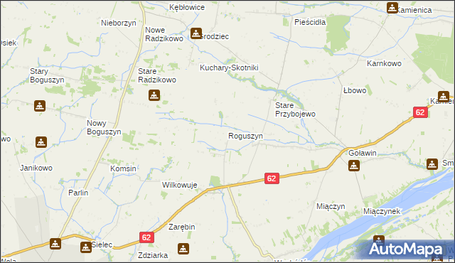 mapa Roguszyn gmina Czerwińsk nad Wisłą, Roguszyn gmina Czerwińsk nad Wisłą na mapie Targeo