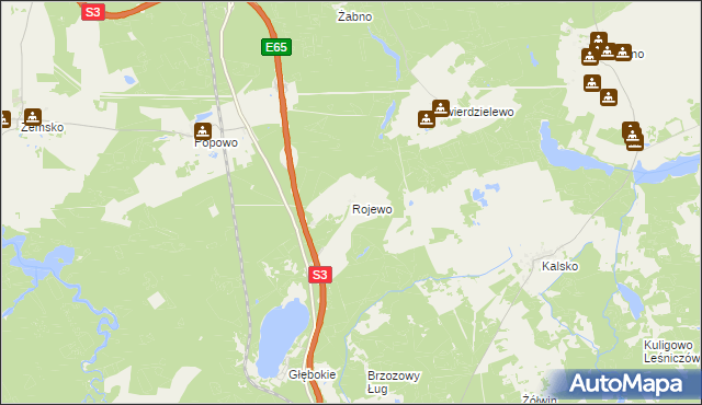 mapa Rojewo gmina Międzyrzecz, Rojewo gmina Międzyrzecz na mapie Targeo