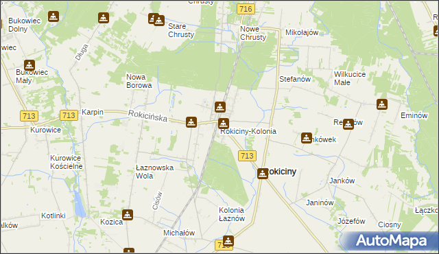 mapa Rokiciny-Kolonia, Rokiciny-Kolonia na mapie Targeo