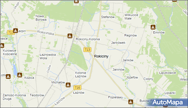 mapa Rokiciny powiat tomaszowski, Rokiciny powiat tomaszowski na mapie Targeo