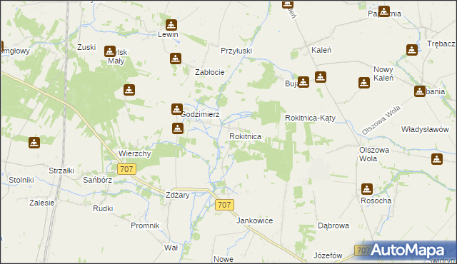 mapa Rokitnica gmina Nowe Miasto nad Pilicą, Rokitnica gmina Nowe Miasto nad Pilicą na mapie Targeo