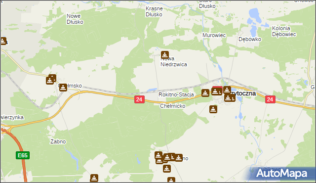 mapa Rokitno-Stacja, Rokitno-Stacja na mapie Targeo