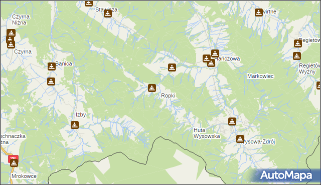 mapa Ropki, Ropki na mapie Targeo