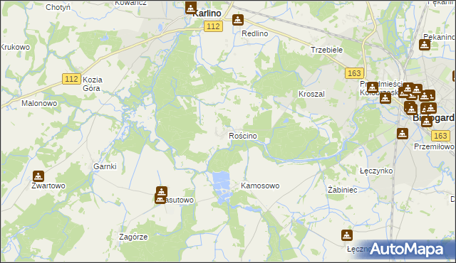 mapa Rościno, Rościno na mapie Targeo