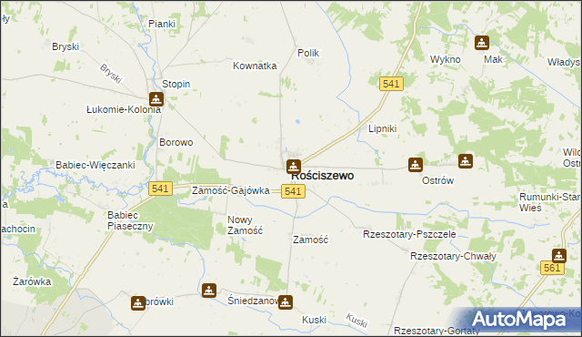 mapa Rościszewo powiat sierpecki, Rościszewo powiat sierpecki na mapie Targeo