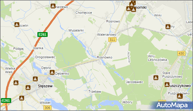 mapa Rosnówko gmina Komorniki, Rosnówko gmina Komorniki na mapie Targeo