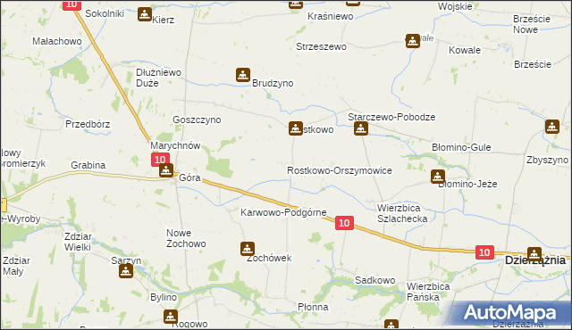 mapa Rostkowo-Orszymowice, Rostkowo-Orszymowice na mapie Targeo