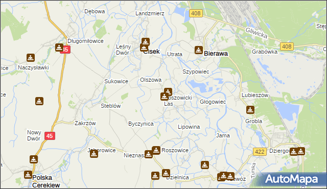 mapa Roszowicki Las, Roszowicki Las na mapie Targeo