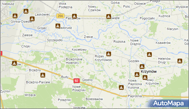 mapa Rożek Krzymowski, Rożek Krzymowski na mapie Targeo