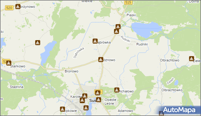 mapa Różnowo gmina Susz, Różnowo gmina Susz na mapie Targeo