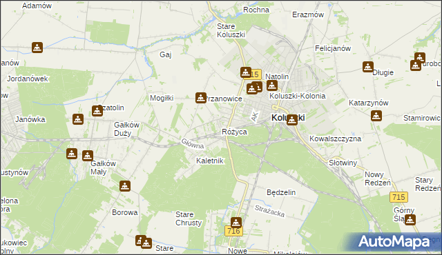 mapa Różyca, Różyca na mapie Targeo