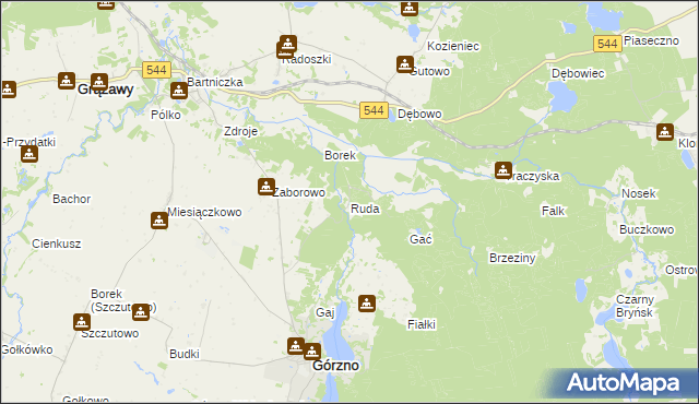 mapa Ruda gmina Górzno, Ruda gmina Górzno na mapie Targeo