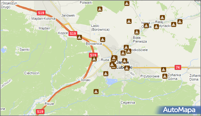 mapa Ruda gmina Janów Lubelski, Ruda gmina Janów Lubelski na mapie Targeo