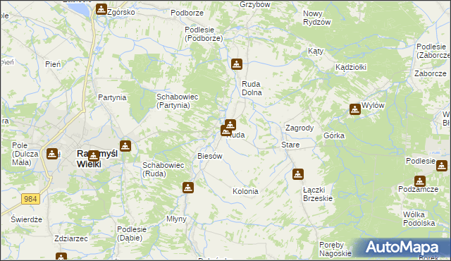 mapa Ruda gmina Radomyśl Wielki, Ruda gmina Radomyśl Wielki na mapie Targeo