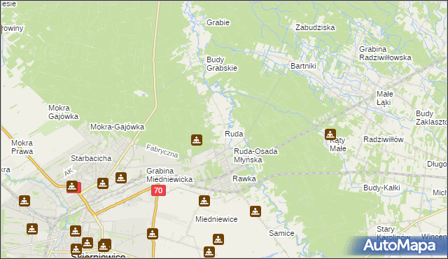 mapa Ruda gmina Skierniewice, Ruda gmina Skierniewice na mapie Targeo
