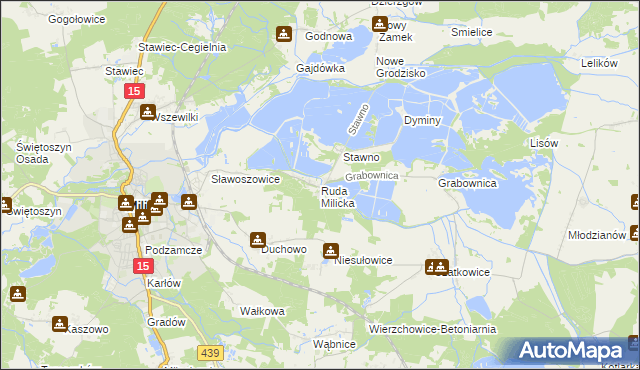 mapa Ruda Milicka, Ruda Milicka na mapie Targeo