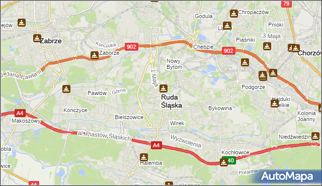 mapa Rudy Śląskiej, Ruda Śląska na mapie Targeo