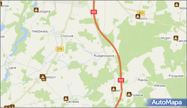 mapa Rudgerzowice, Rudgerzowice na mapie Targeo