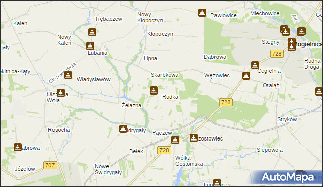 mapa Rudka gmina Sadkowice, Rudka gmina Sadkowice na mapie Targeo