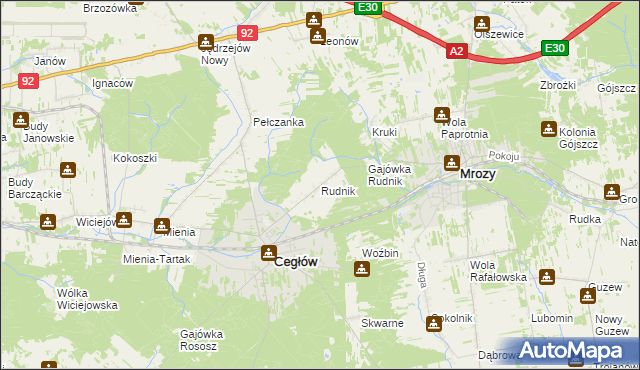 mapa Rudnik gmina Cegłów, Rudnik gmina Cegłów na mapie Targeo