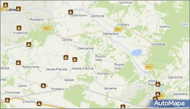 mapa Rudnik Mały gmina Wodynie, Rudnik Mały gmina Wodynie na mapie Targeo