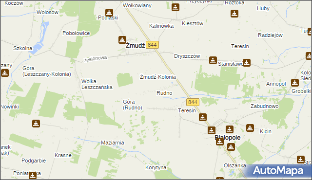 mapa Rudno gmina Żmudź, Rudno gmina Żmudź na mapie Targeo