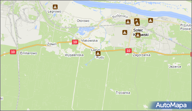 mapa Rudy gmina Solec Kujawski, Rudy gmina Solec Kujawski na mapie Targeo